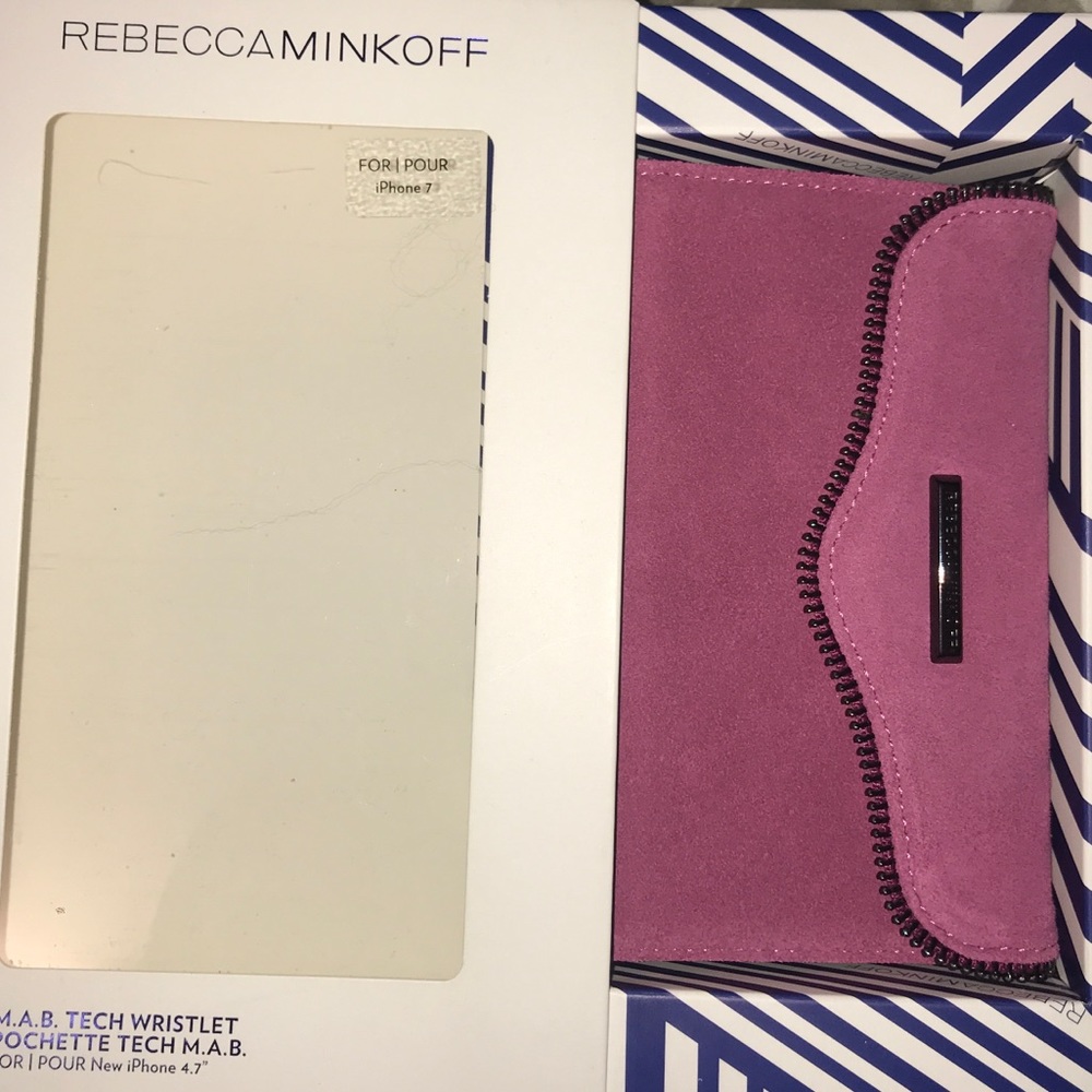 Rebecca Minkoff IPhone 7 Suede Pink Wristlet Case